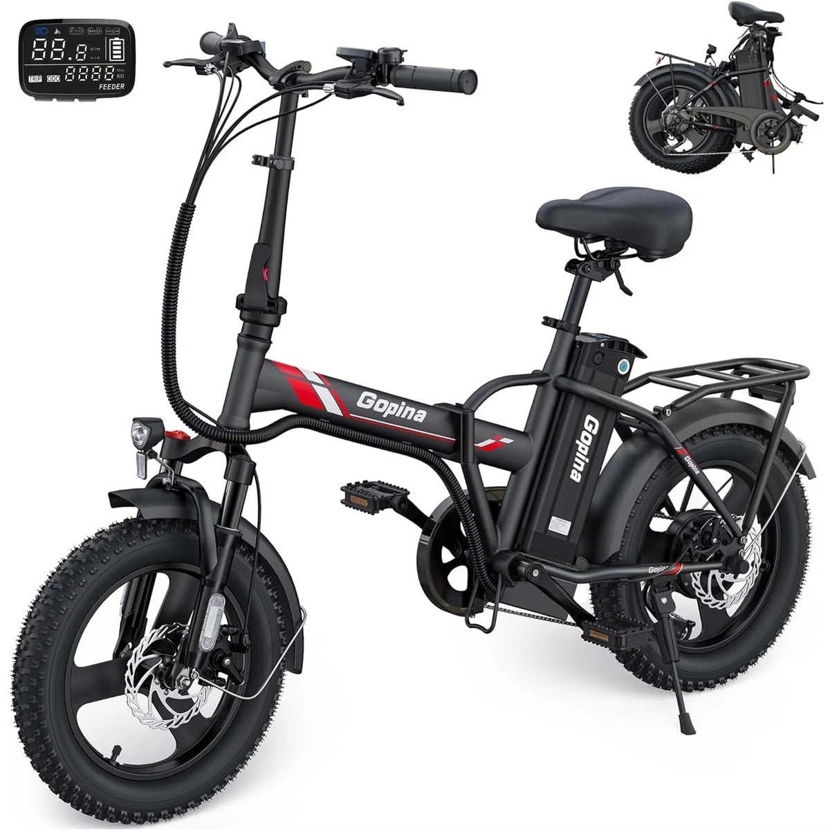 350W Folding Electric Bike 16 x 3.0 Fat Tire L499469