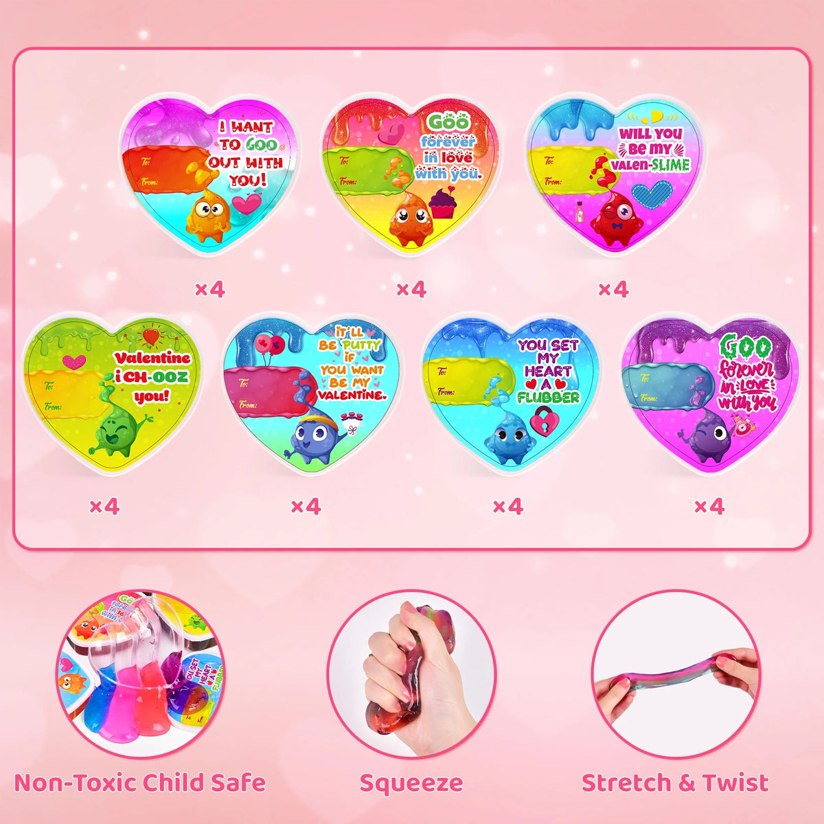 32Pcs DIY Slime Kit with Putty Colorful Rainbow Heart Slime Toys O179