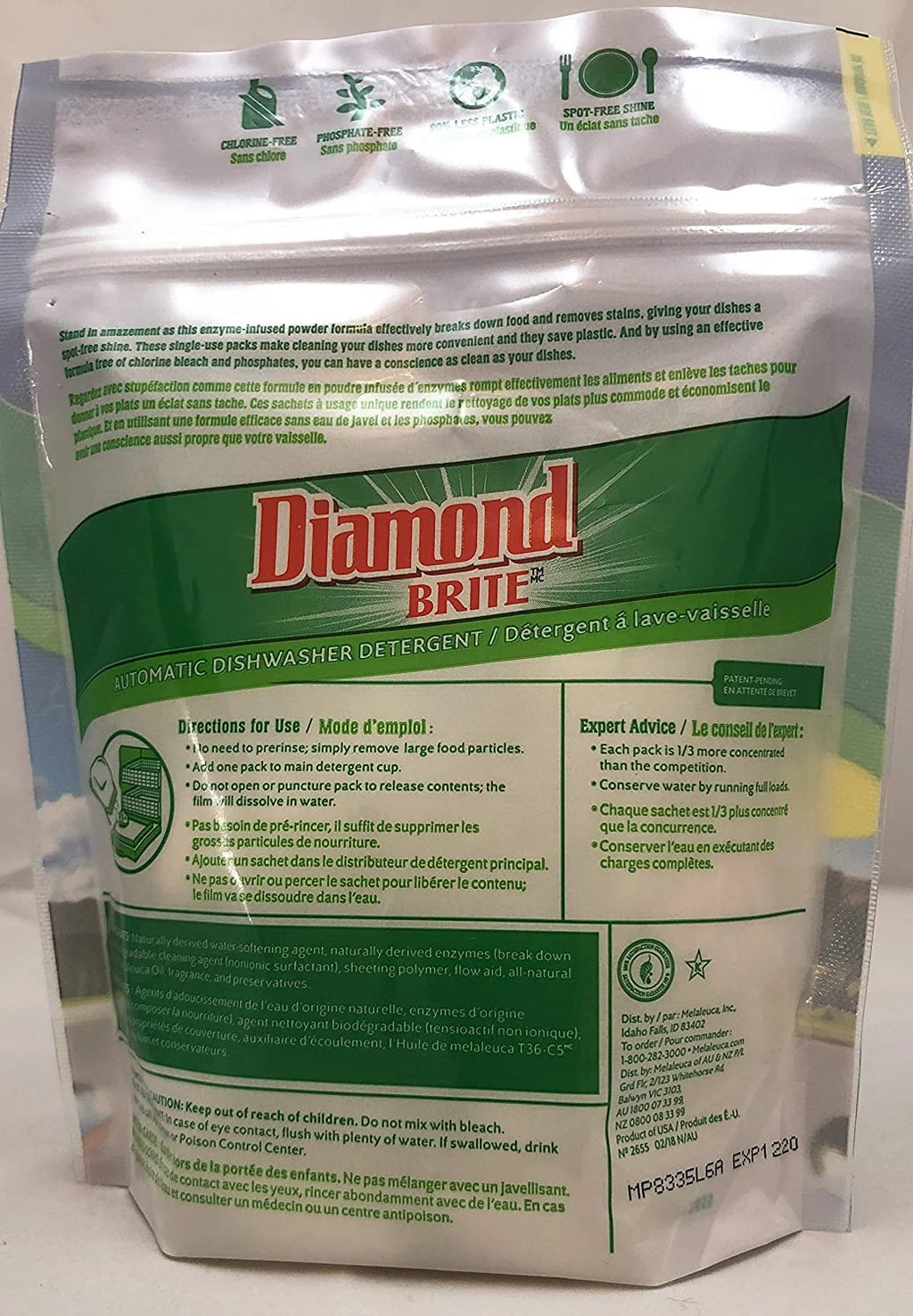 Automatic Dishwasher Detergent Packs 8.5oz 20 Packs E7885