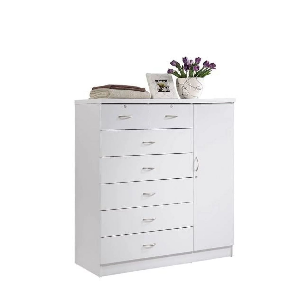 White 7 Drawer Chest with 1 Door E994192