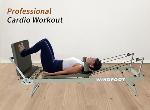 Foldable Pilates Reformer Machine with Springs & Cords E96016