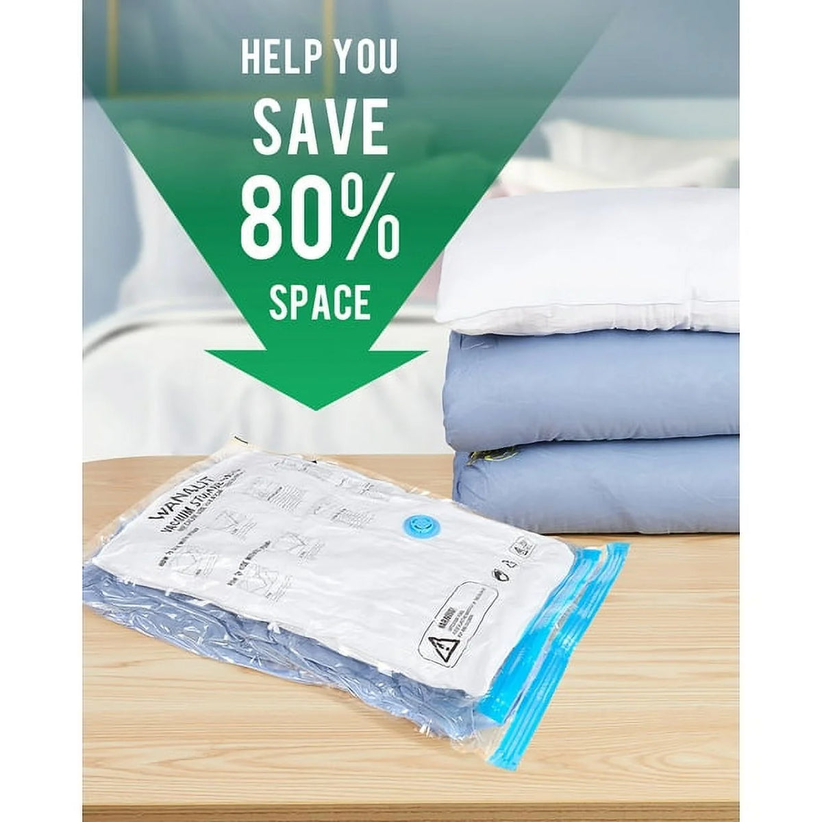 10 Pack Vacuum Storage Bags Small with Electric Air Pump Reusable Compression 24"x16" O656