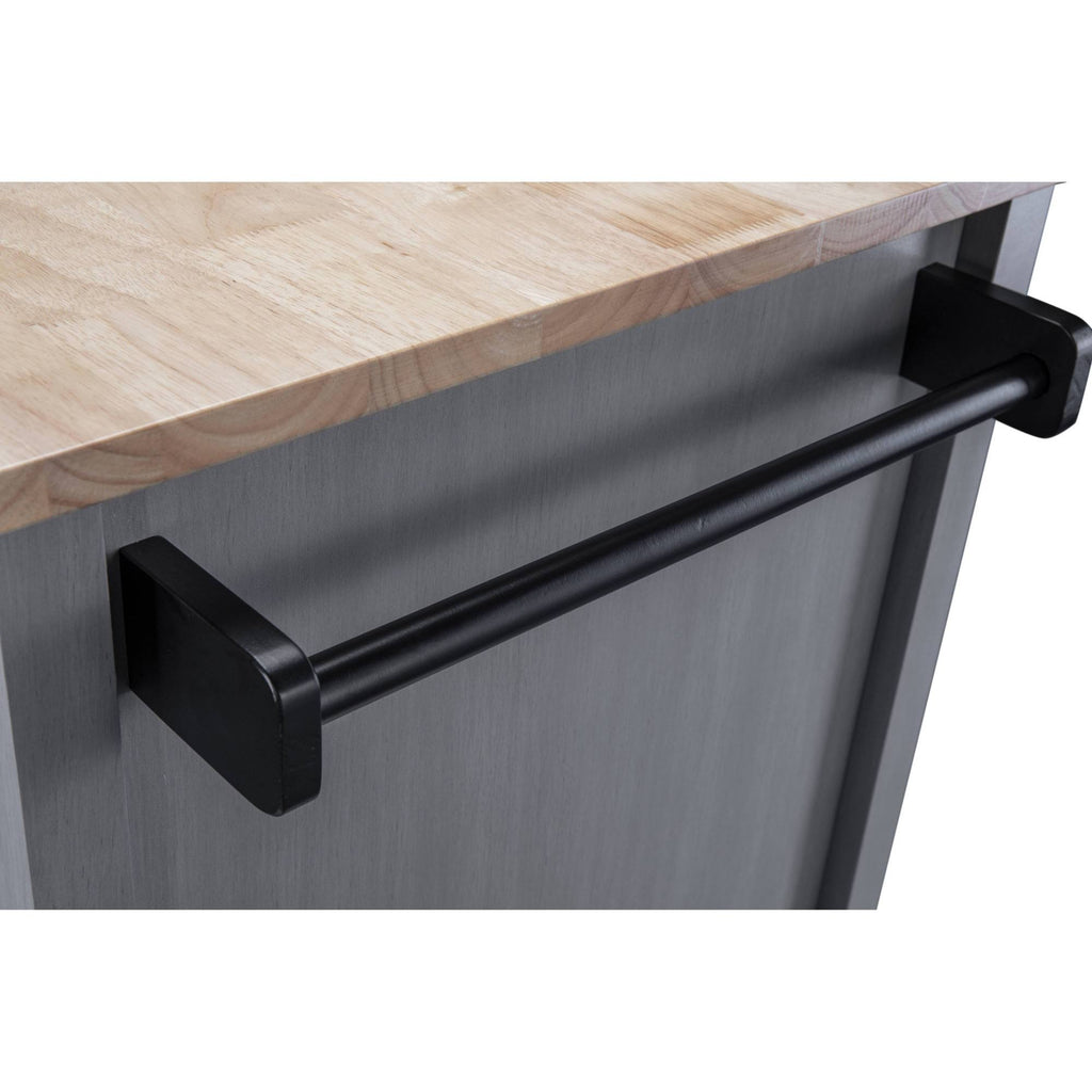 Gray Kitchen Cart with Wood Top A98046