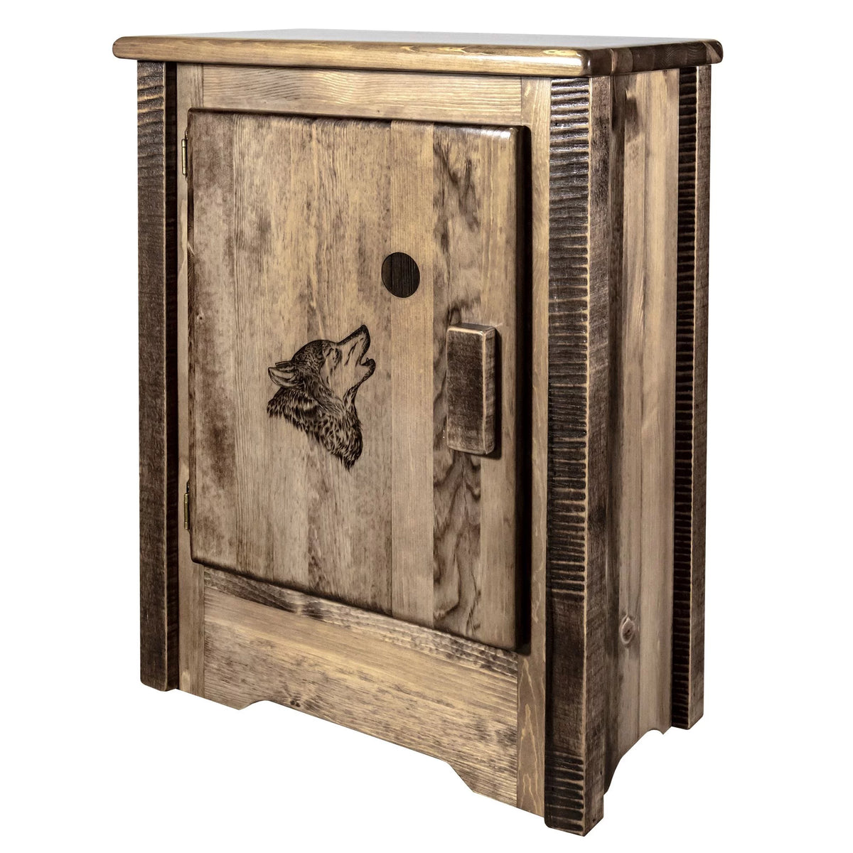 Accent Cabinet with Laser Engraved Wolf Design P569810
