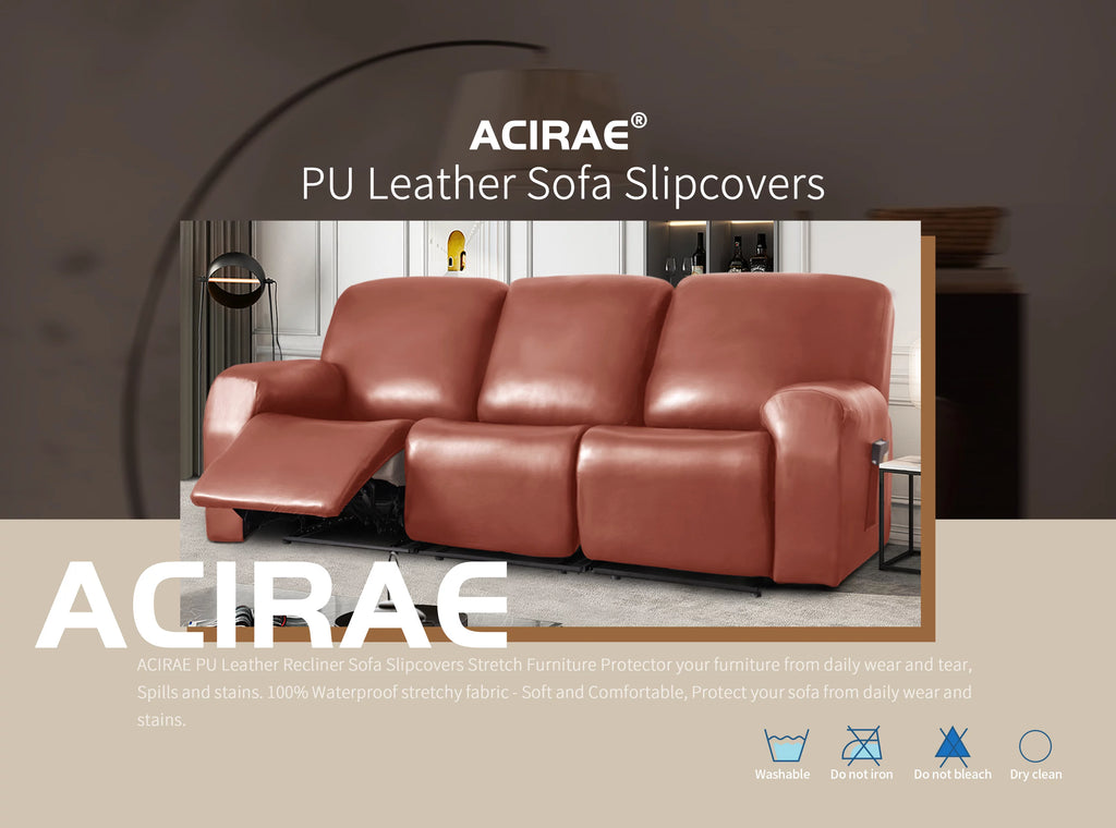 Black 4-Pieces Waterproof Stretch Recliner Chair Slipcover Y491
