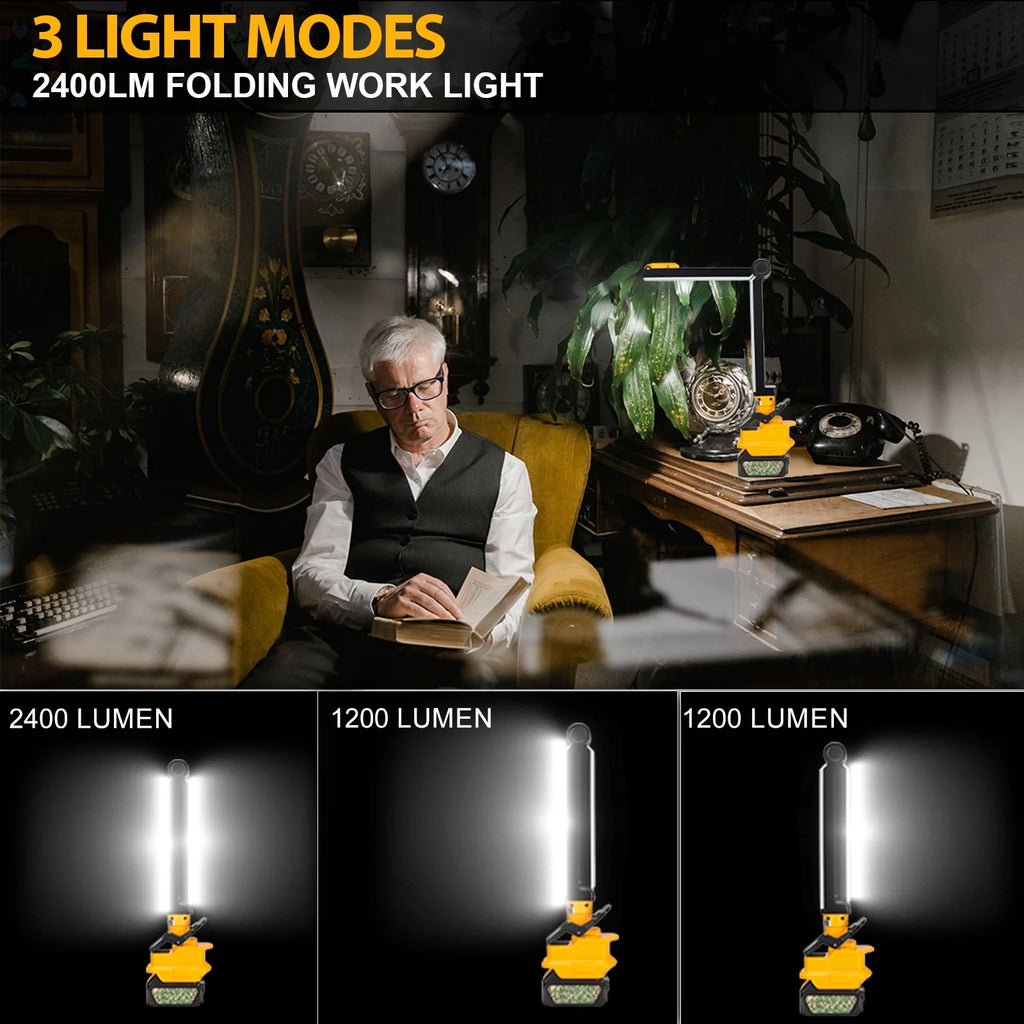 30W 2400LM LED Clip Work Light for DEWALT 18V/20V Li-ion Battery N369