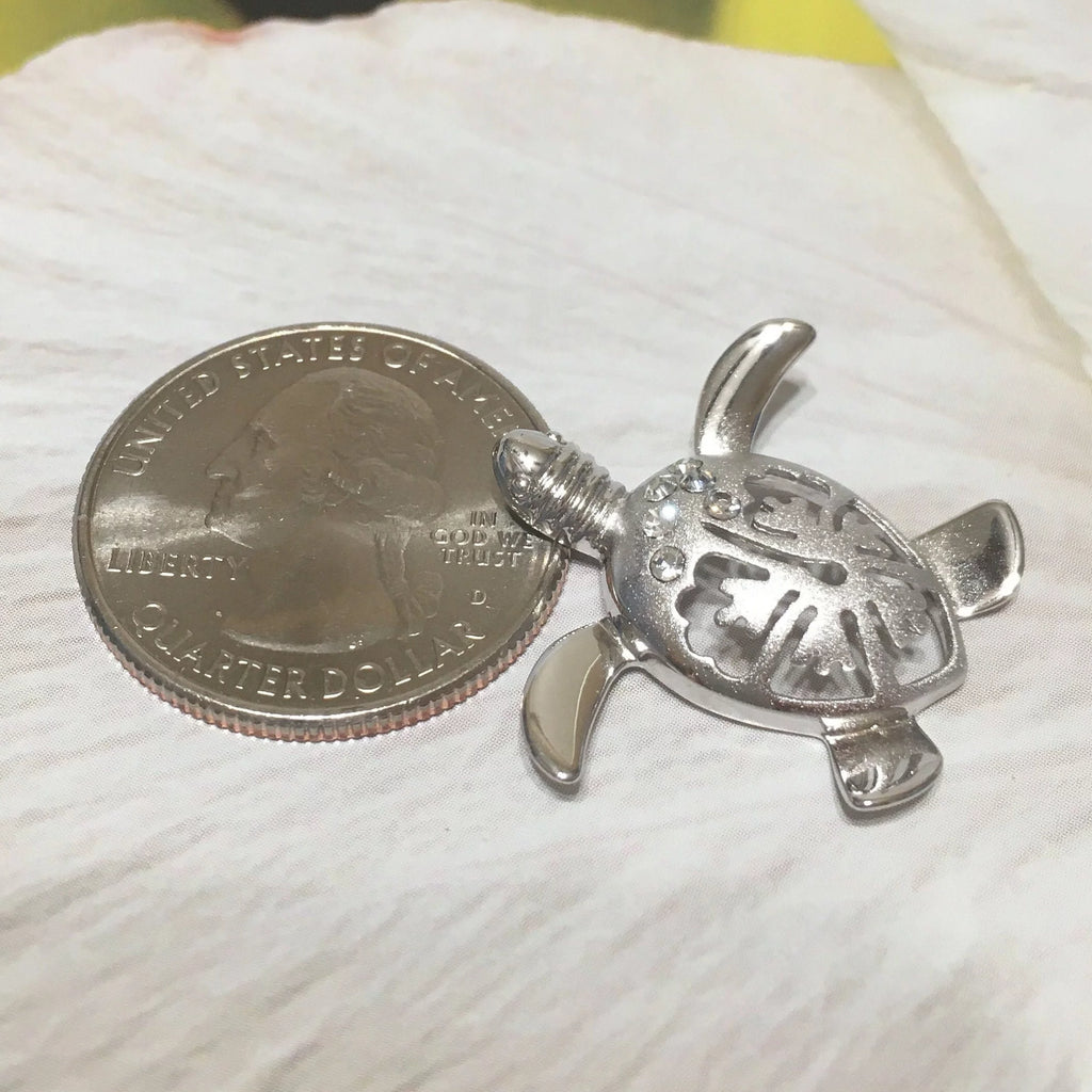 Sterling Silver Turtle Hibiscus Earring and Necklace E16977