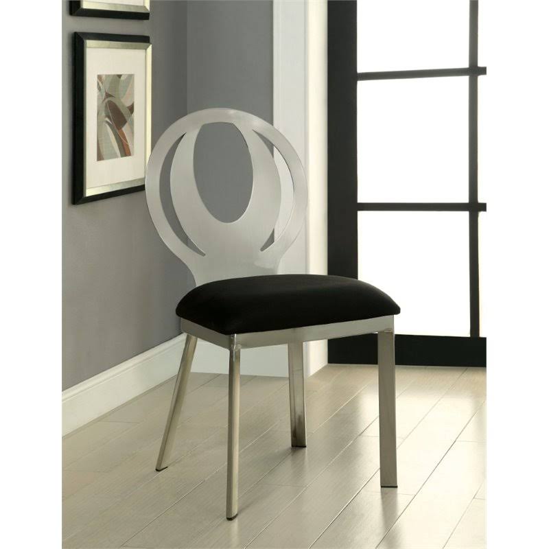 Metal Dining Chair in Silver (Set of 2) N158