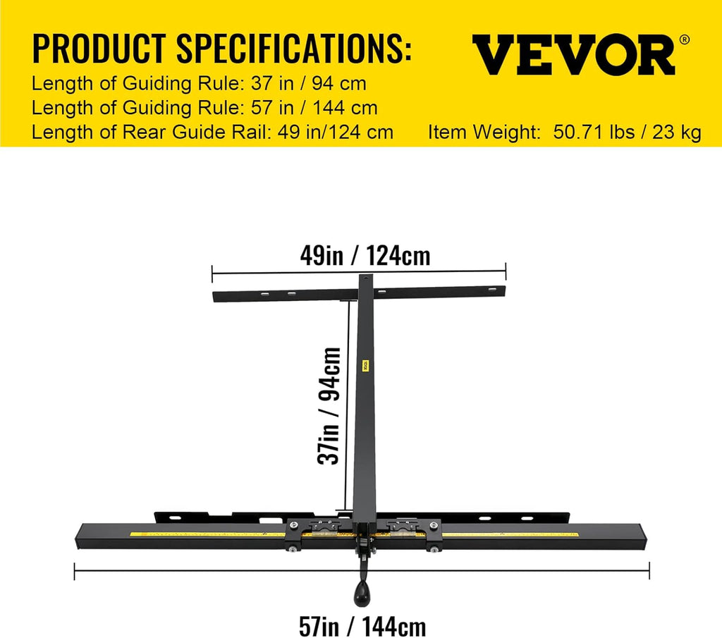37×57 Table Saw Fence System with Front Guide Bar V916