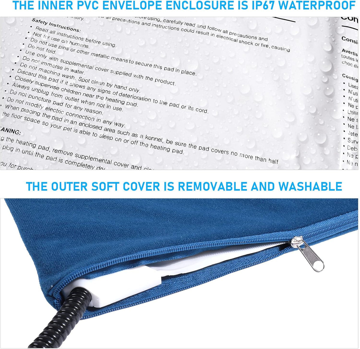 Waterproof Electric Pet Heating Pad with 6 Levels Temperature & 4 Timers Auto Power Off C932749