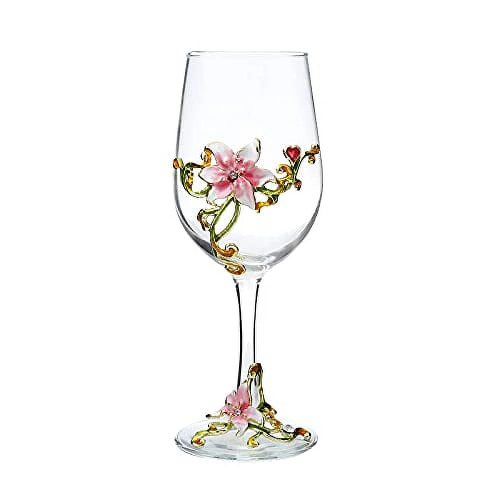 Lead-Free Painted Enamel Wine Glasses E1039