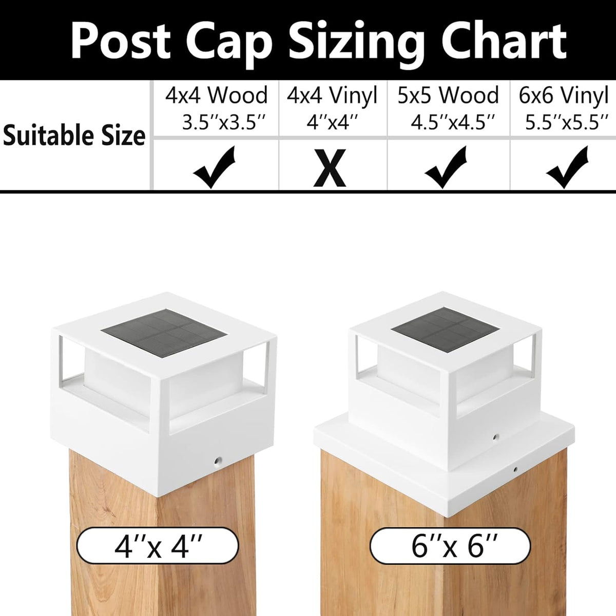 6 Pack White Solar Post Cap Lights G4137