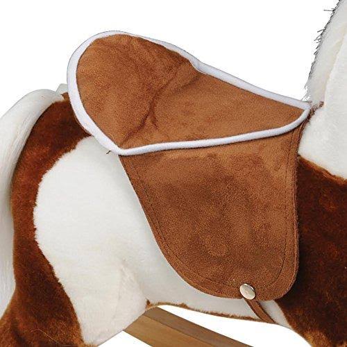 Pinto Rocking Horse with Brown Saddle W61819