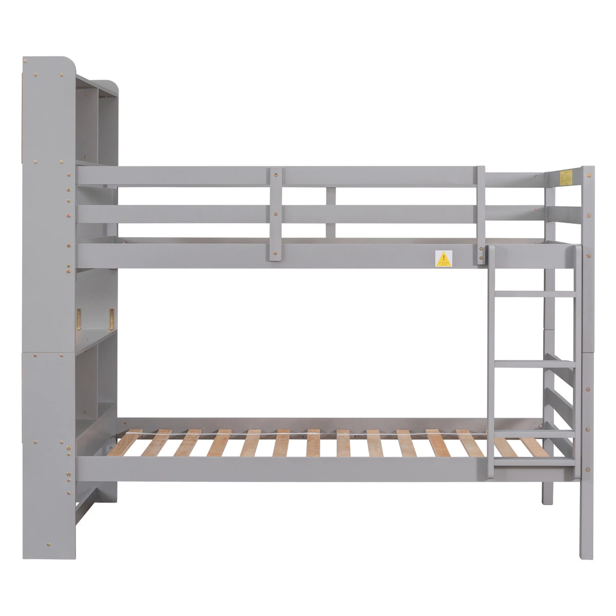 Twin over Twin Wood Bunk Bed with Storage Headboard R6344
