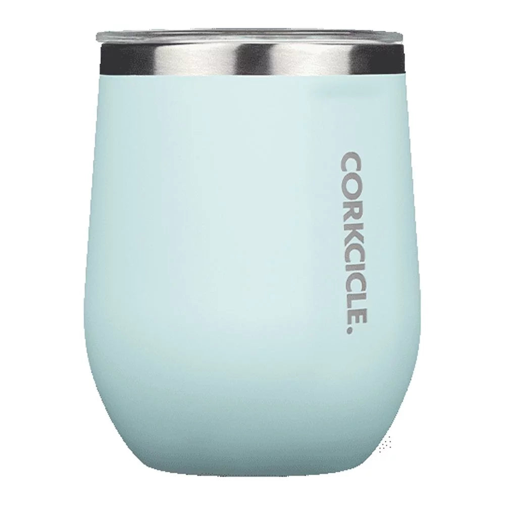 Gloss Powder Blue 12 oz Stainless Steel Stemless Wine Glass Y3935