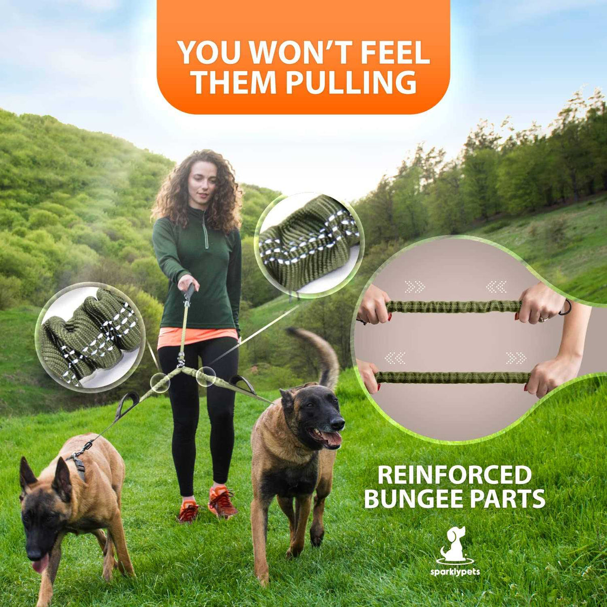Double Dog Leash for 2 Dogs with Padded Handles P207