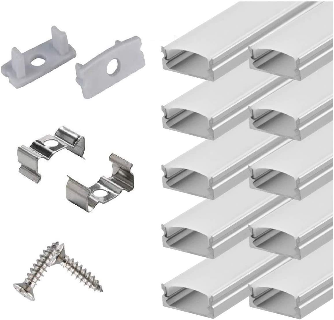 20Pack LED Aluminum Channel with Cover and Mounting Accessories Y40720