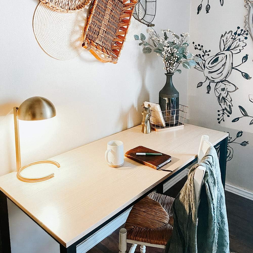 Oak Black Computer Writing Desk with Metal Frame I6587