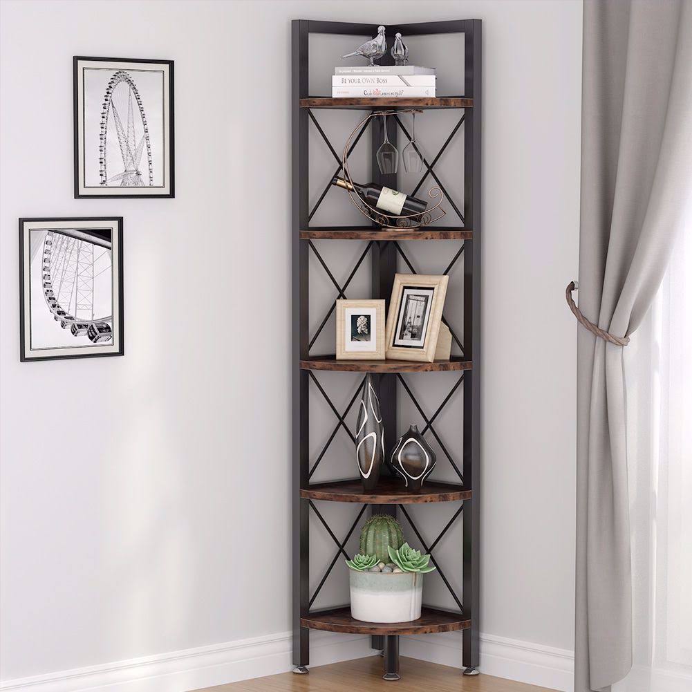 5 Tier Corner Shelf Brown S8436