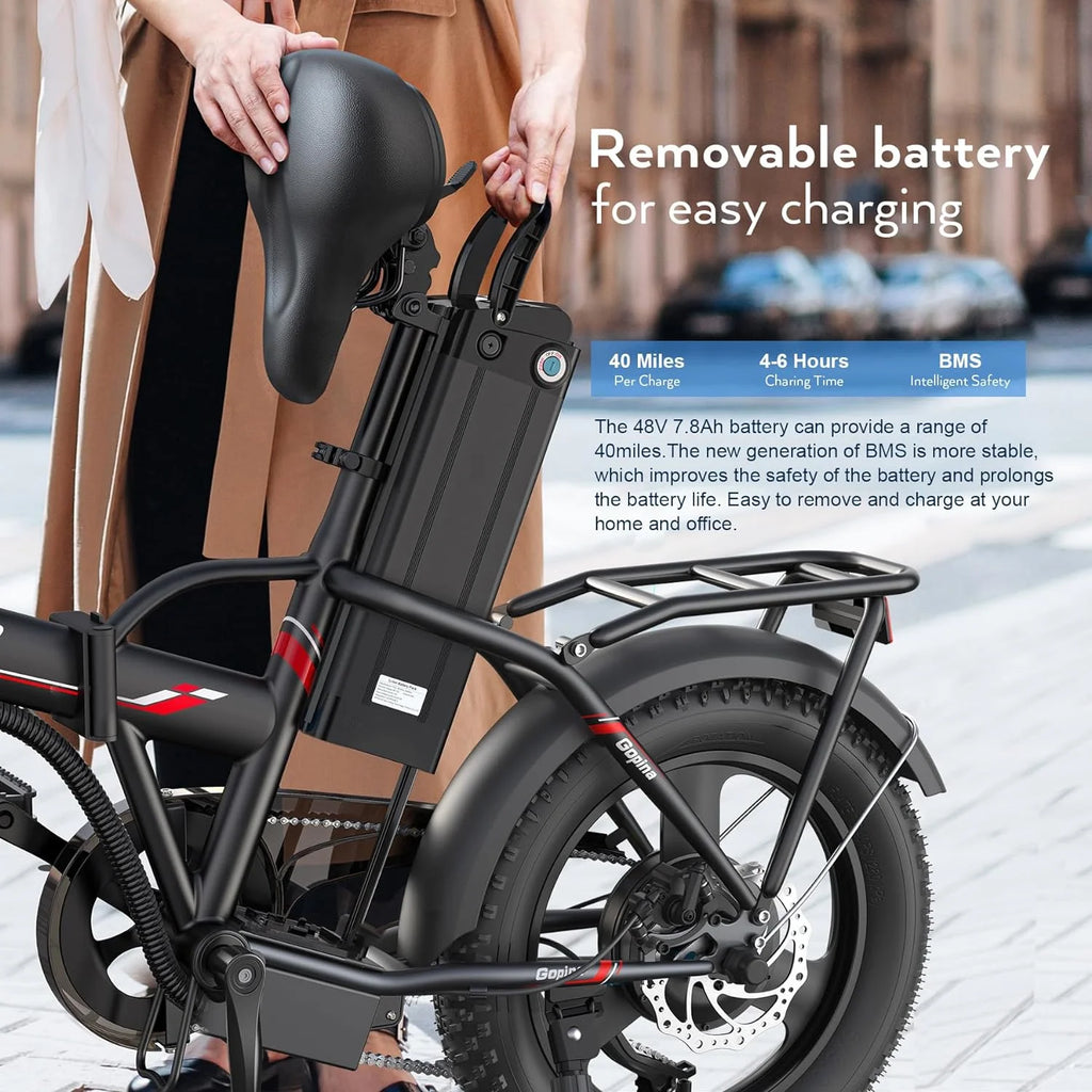 350W Folding Electric Bike 16 x 3.0 Fat Tire L499469