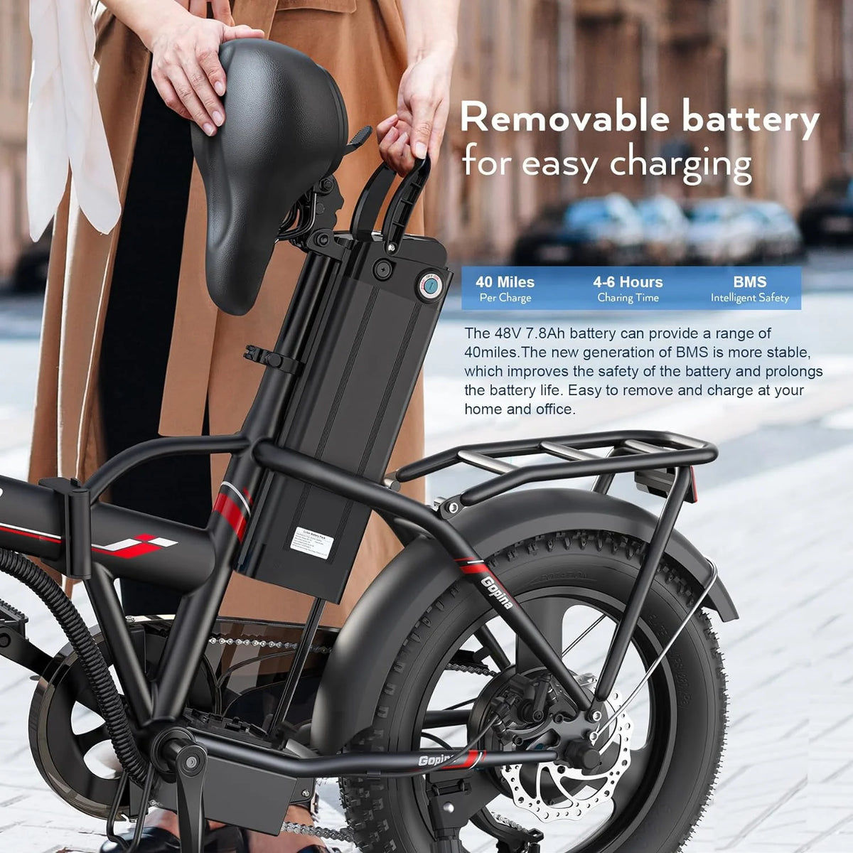 350W Folding Electric Bike 16 x 3.0 Fat Tire L499469