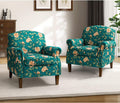 Teal Accent Chair Set Of 2 With Wood Legs & Removable Cushion Y59998