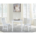 Solid Wood White 3 Piece Dining Table Set with 2 Chairs X98979