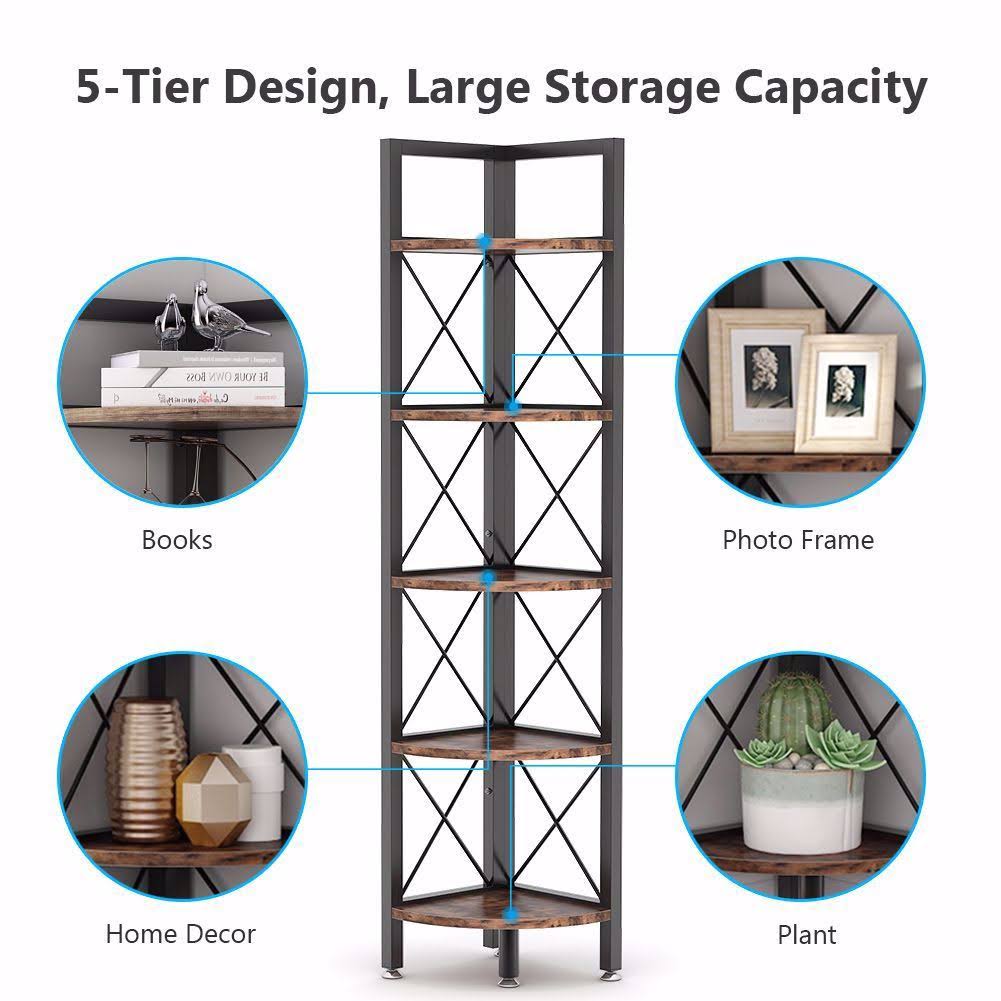5 Tier Corner Shelf Brown S8436