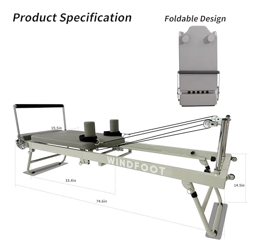 Foldable Pilates Reformer Machine with Springs & Cords E96016