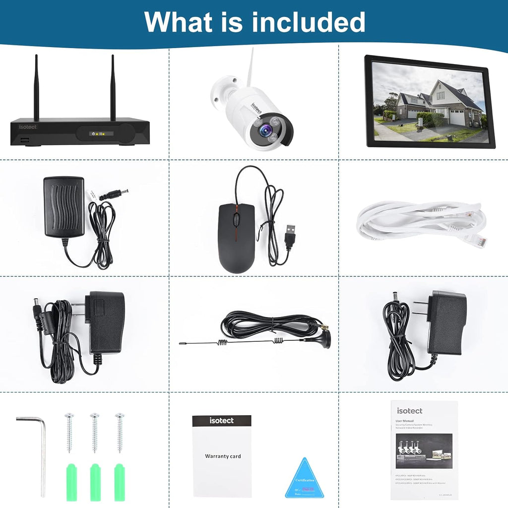 11.6" 8CH 3MP CCTV Security System with 6 IP66 Waterproof Cameras and 2TB HDD B43895
