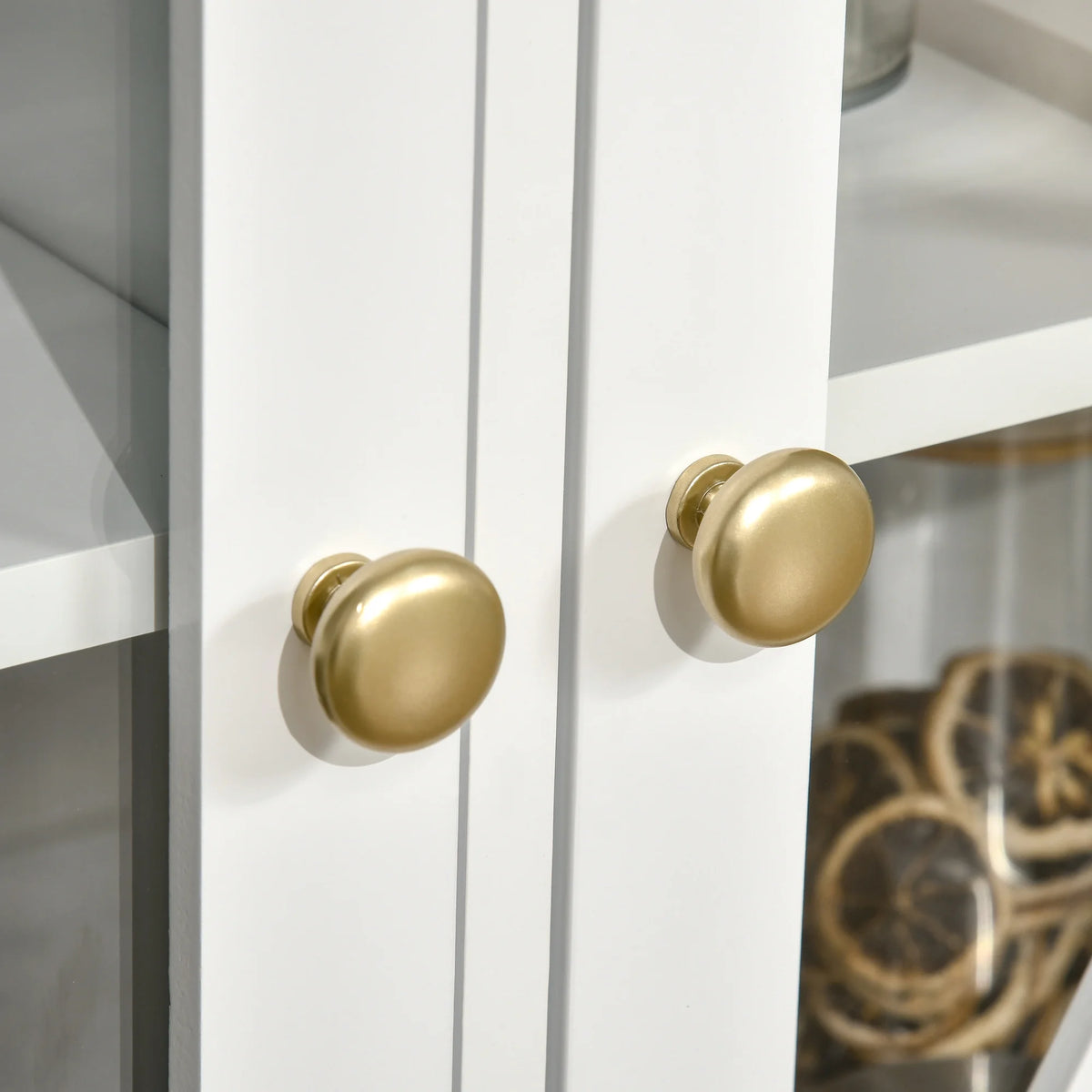 White Sideboard Buffet Cabinet with Glass Doors and 3 Drawers L79230