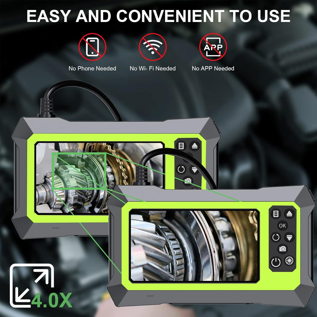Dual Lens 1080P Borescope Inspection Camera with 16.5FT Semi-Rigid Cable, 32GB Card, Pack of 2 E424