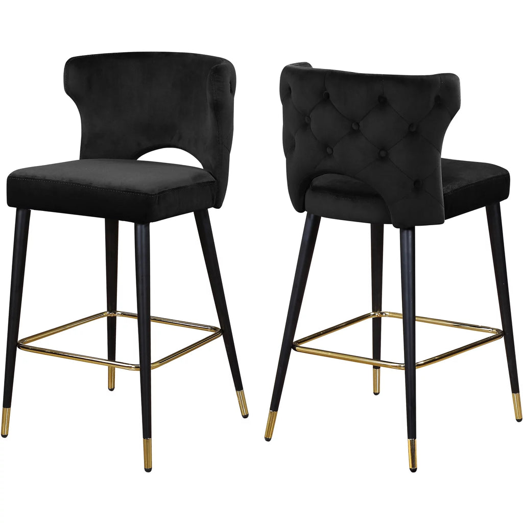 Black Velvet Bar Stool Set of 2 G329