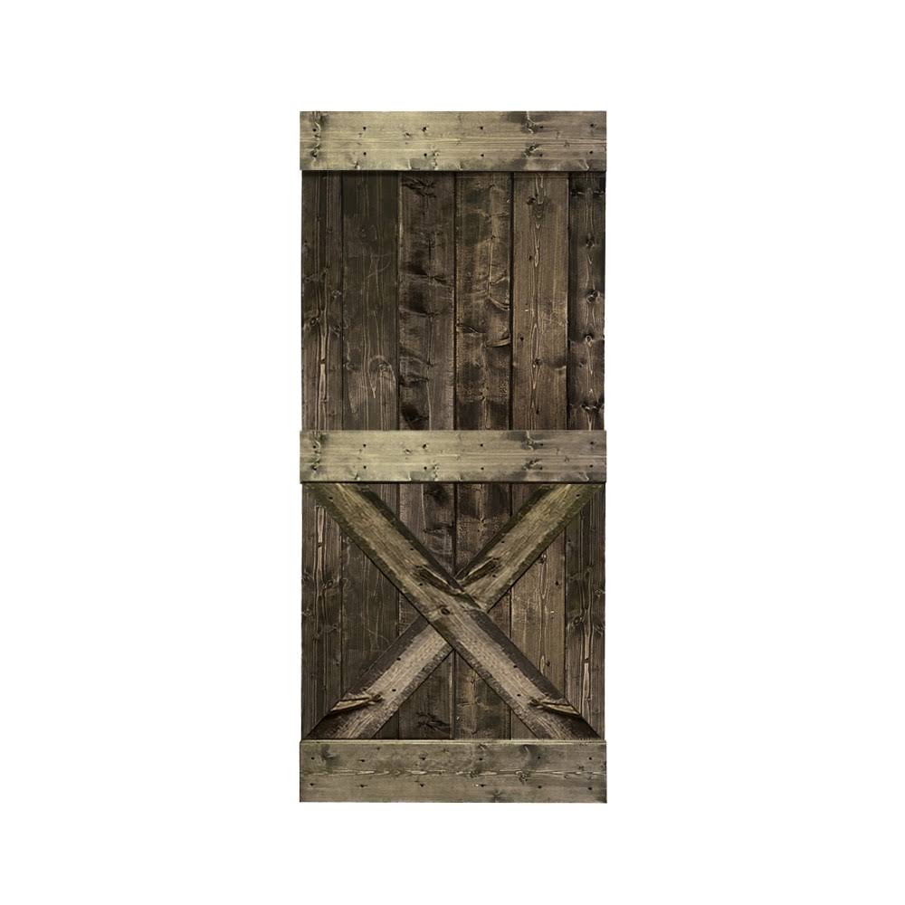 Walnut Stained Solid Knotty Pine Wood Interior Sliding Barn Door Slab G8096