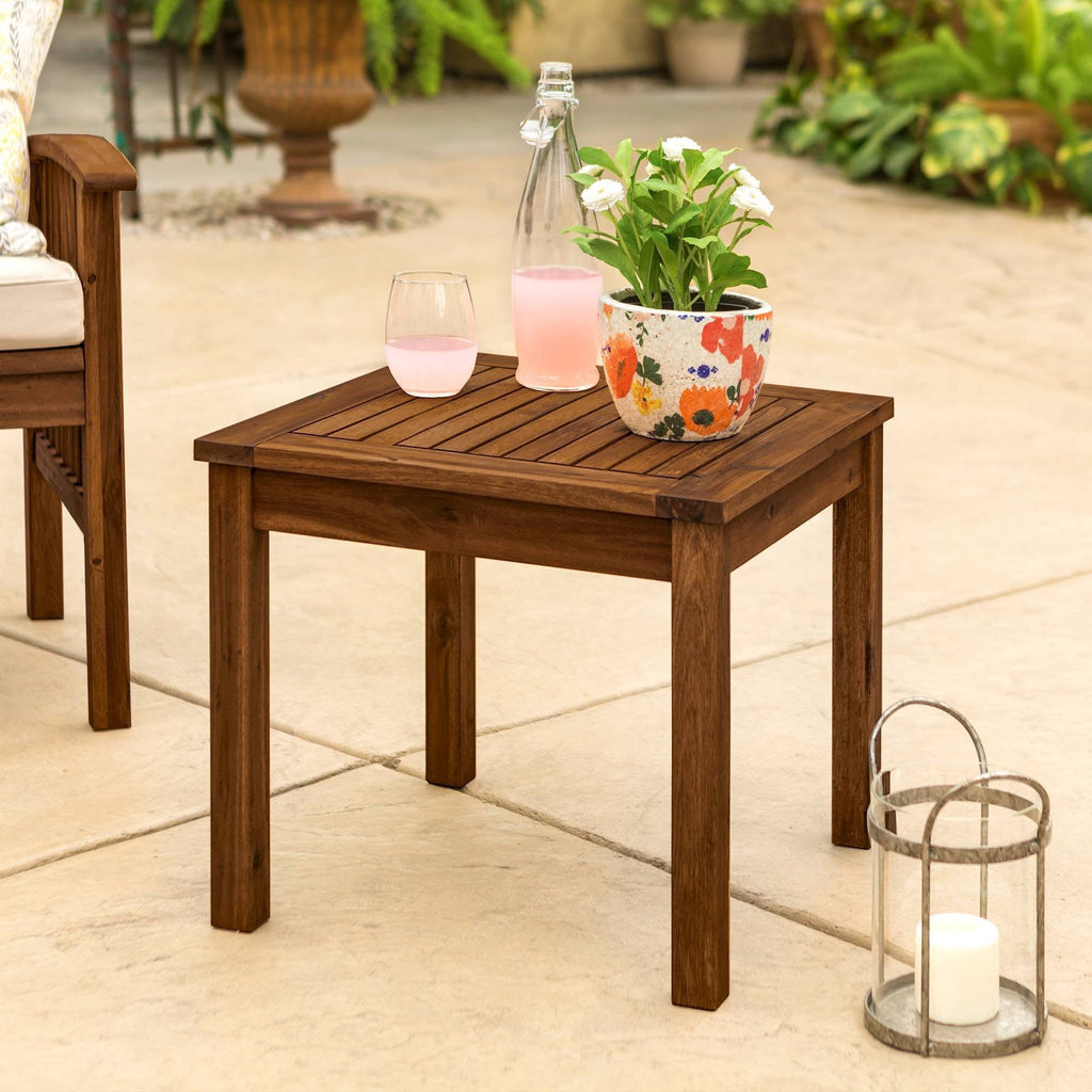 3PC Acacia Wood Patio Chairs and Side Table Espresso Brown G146