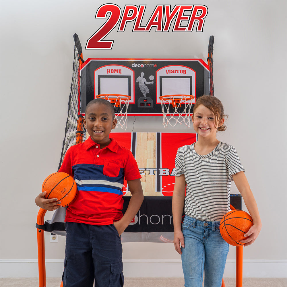 Arcade Basketball Game, Indoor 1-4 Player, LED Scoreboard, 8 Game Modes, 5 Balls Y779247