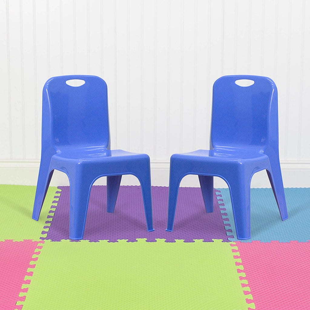 Blue Plastic Stackable School Chair with Carrying Handle, 2 Pack W722