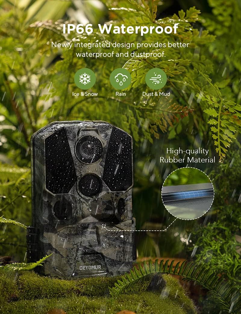 WiFi Bluetooth 30MP 1296P Hunting Camera with IR Night Vision and IP66 Waterproof H9964