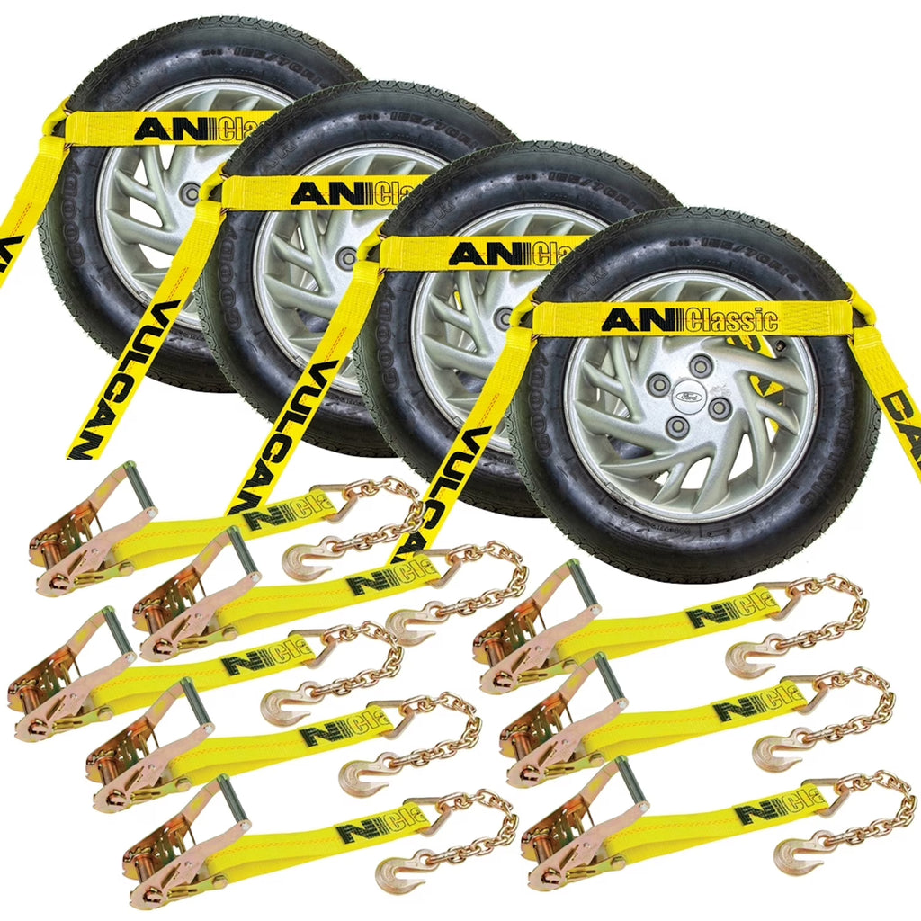 Classic Yellow 4 Pack Car Tie Down Chain Anchors Flat Bed Side Rail J53580
