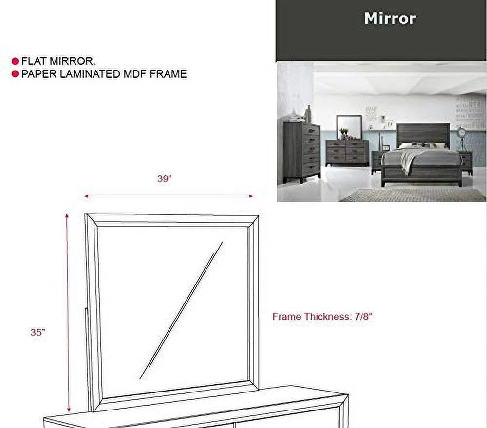 Queen Size 6-Piece Bedroom Set Grey Black I53288