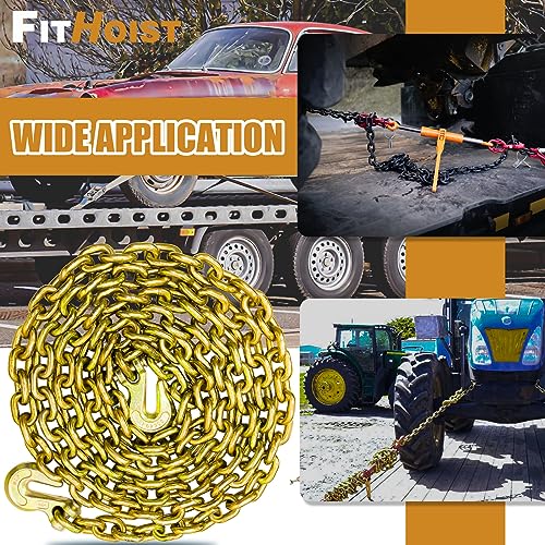 5/16 Inch x 20 Foot Transport Binder Chain with Clevis Grab Hooks H217