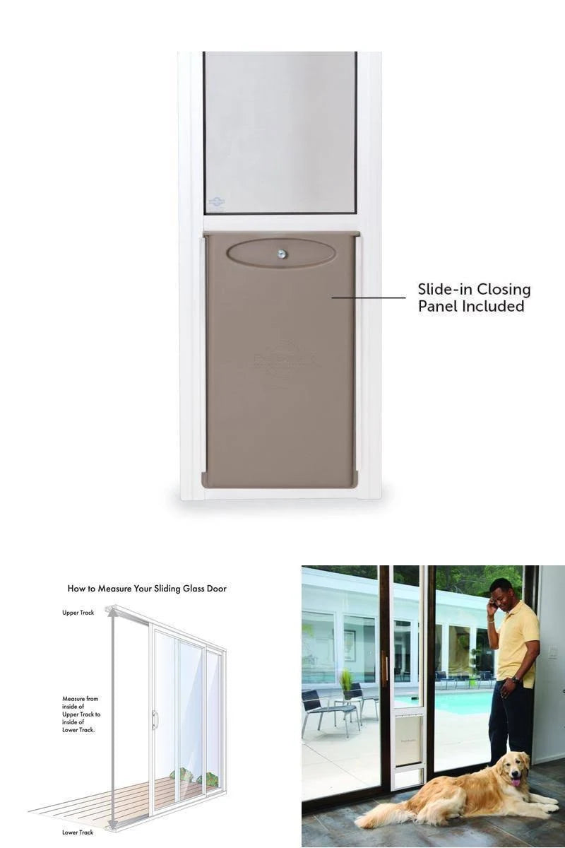 White Aluminum Frame Sliding Glass Pet Door Panel O213