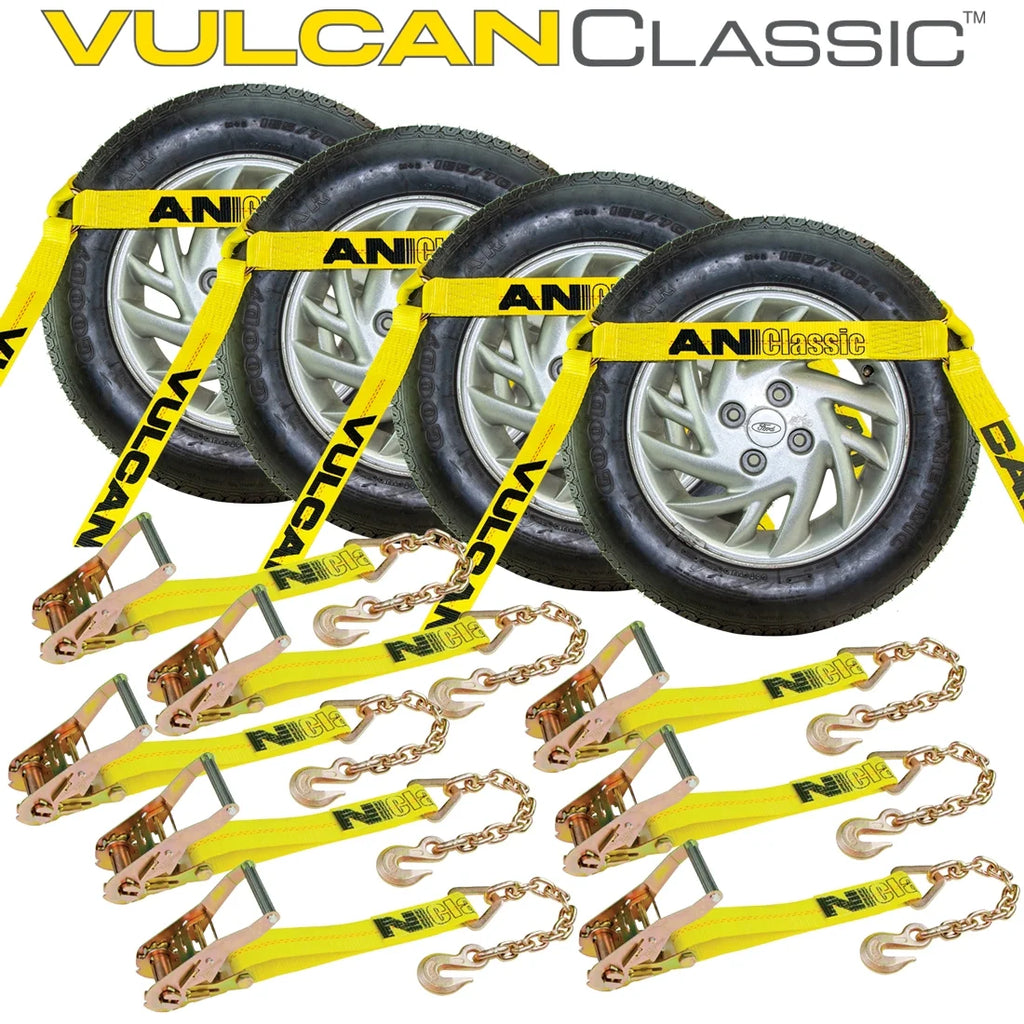 Classic Yellow 4 Pack Car Tie Down Chain Anchors Flat Bed Side Rail J53580