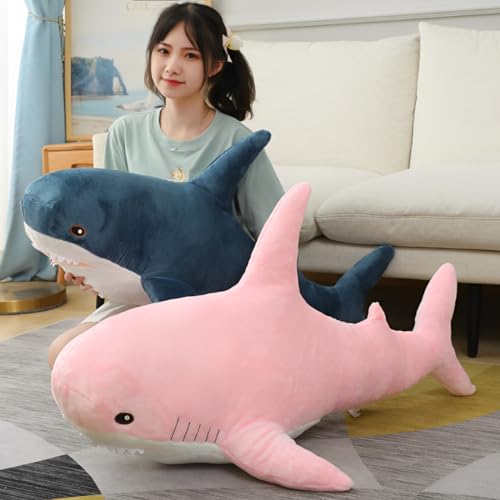 Blue 31-inch Shark Plush Toy Pillow I4982