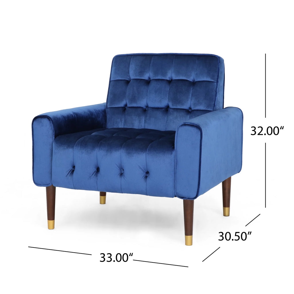 Navy Blue Velvet Tufted Armchair S710699