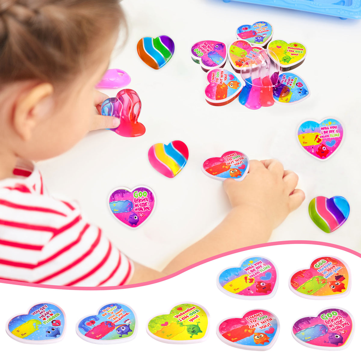 32Pcs DIY Slime Kit with Putty Colorful Rainbow Heart Slime Toys O179