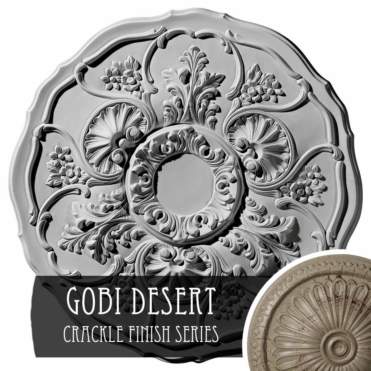 22 1/2x22OD x 1 1/2x22P Ceiling Medallion Hand-Painted Gobi Desert Crackle O199