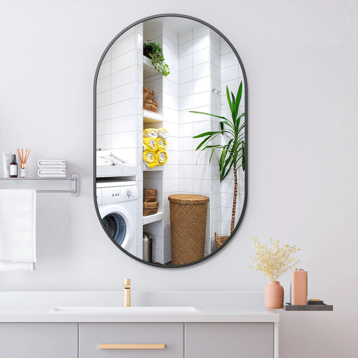 Oval Wall Mirror 30"x20" with Frame U7540
