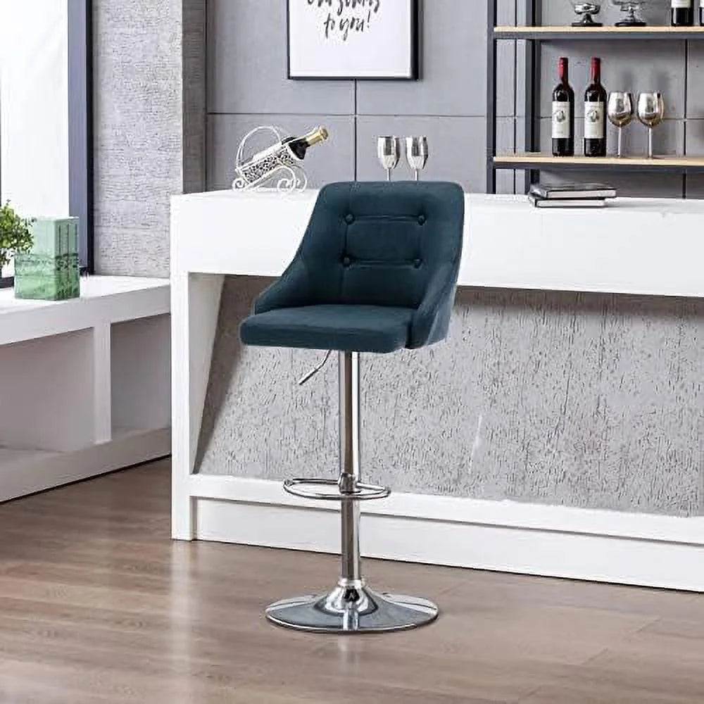 Adjustable Fabric Tufted Swivel Barstool with Back R69249