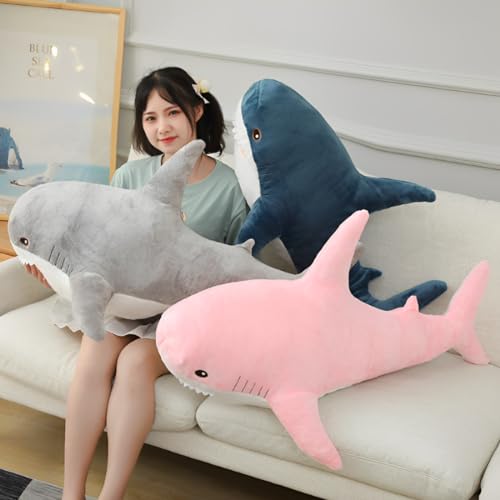 Blue 31-inch Shark Plush Toy Pillow I4982
